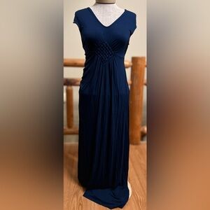 🌙 Liz Lange Maternity Navy Braided Maxi Dress (XS)